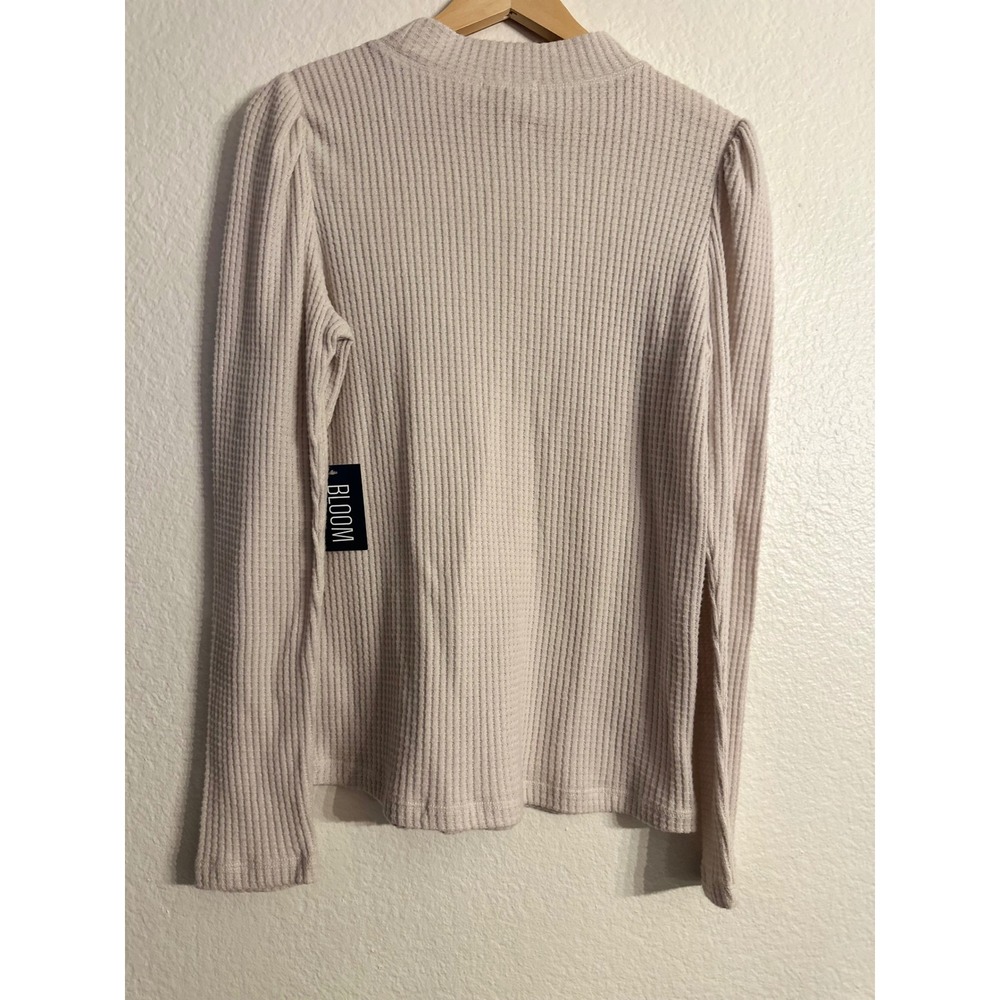 Z Supply Justice Thermal Top Oatmeal Waffle Knit Puff Sleeve Crew Neck Large NWT - Picture 6 of 10